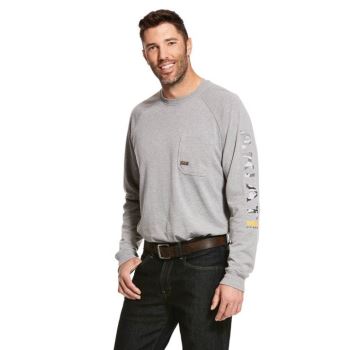 Ariat Rebar βαμβακερα Strong σταμπεσ T-Shirt γκρι | OsQWihsc