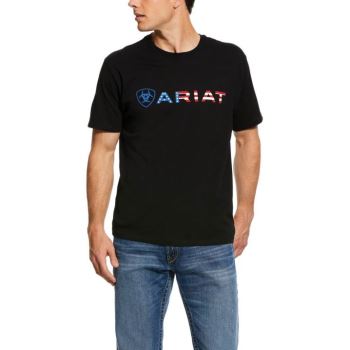 Ariat USA Wordmark T-Shirt μαυρα | tb2s1FIm