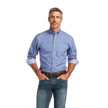 Ariat Wrinkle Free Ezrah Fitted Shirt μπλε | 5AO0W52X