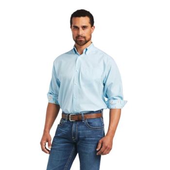 Ariat Wrinkle Free Solid Pinpoint Oxford κλασικα Fit Shirt μπλε | 9Kyilsxx