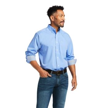 Ariat Wrinkle Free Solid Pinpoint Oxford κλασικα Fit Shirt μπλε | qKrRMsjH